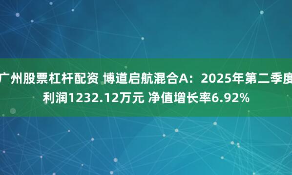 广州股票杠杆配资 博道启航混合A：2025年第二季度利润1232.12万元 净值增长率6.92%